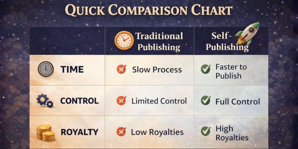 Self-Publishing vs Traditional Publishing Key Comparison