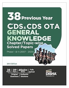 Disha 38 Previous Year CDS & CDS OTA General Knowledge Topic-wise Solved Papers Phase I & II (2007–2025) – 6th Edition