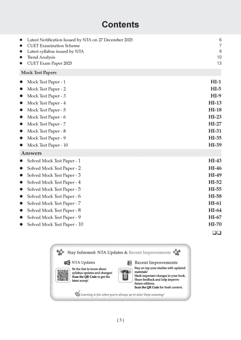 NTA CUET (UG) 10 Mock Test Papers History For 2026 Exam (Section –II ...