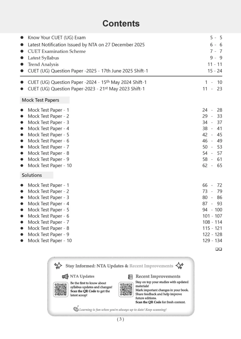 NTA CUET (UG) 10 Mock Test Papers General Aptitude Test For 2026 Exam ...