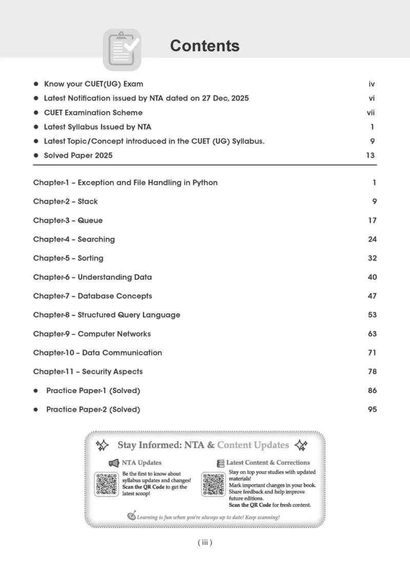 NTA CUET (UG) Chapter-wise Question Bank Computer Science For 2026 Exam ...